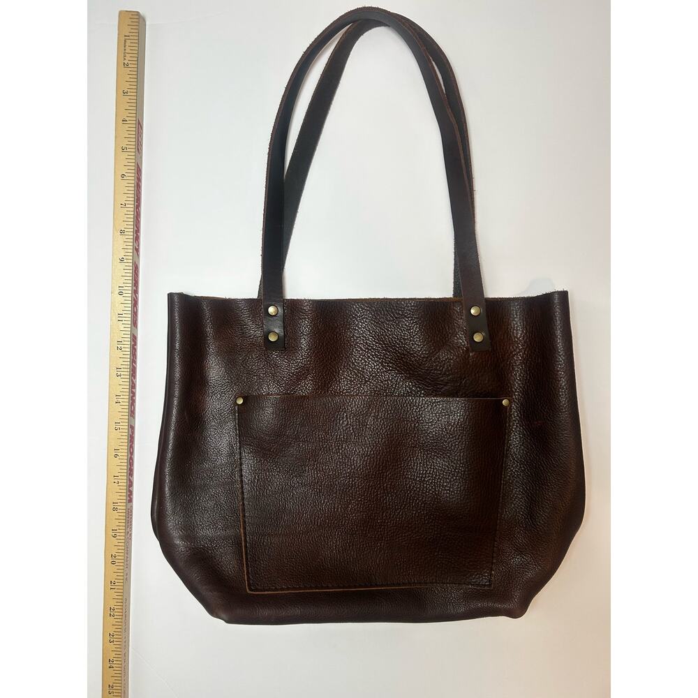 Portland Leather Tote 12 Inch Height Bag Purse Hand Made - Picture 3 of 9
